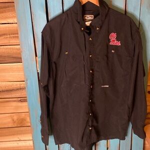 Ole Miss embroidered button up fishing shirts by Drake size M black red white